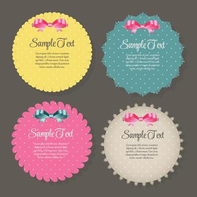 Design Retro Label, Frame, with Bow Vector Illustration