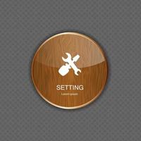 Setting wood  application icons vector