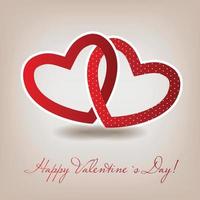 Happy Valentines Day card with heart. Vector illustration