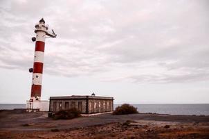 Red and White Lighthouse photo