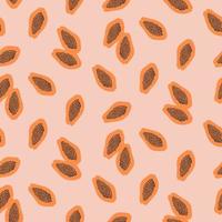 Hand drawn seamless pattern with papayas. vector
