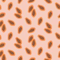 Hand drawn seamless pattern with papayas. vector