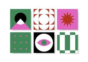 Set of bright cards with abstract geometric elements. vector