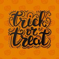 Trick or Treat lettering on abstract background with pumpkins. vector