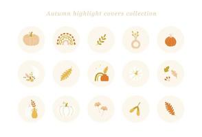 colección de portadas destacadas de otoño. diseños vectoriales de tendencia para publicaciones e historias en estilo bohemio. vector