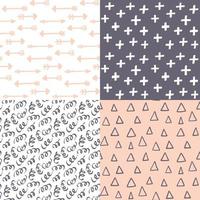 Hand drawn abstract seamless pattern set. vector