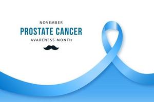 pancarta de concientización sobre el cáncer de próstata. cinta azul realista, símbolo de cáncer de próstata. vector