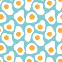 patrón sin costuras de huevos fritos sobre fondo azul. vector