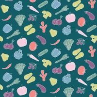 Seamless pattern with vegetables. Food print. Vector wallpaper. Good for fabric.