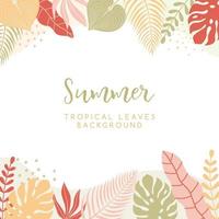 Trendy illustration in simple flat style with copy space for text. Background with colorful plants and leaves. vector