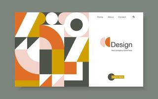 Vector banner with bright geometric forms in trendy bauhaus style.