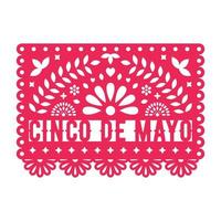 tarjeta de felicitación de papel picado vectorial con elementos florales y decorativos. vector