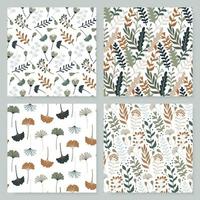 Modern seamless pattern with leaves, flowers and floral elements. vector