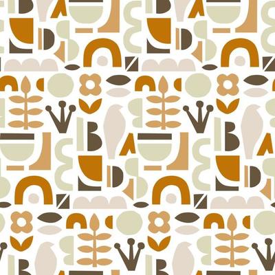 Trendy abstract Paper cut shapes. Hand drawn modern seamless pattern