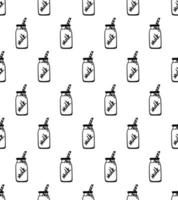 Seamless pattern with hand drawn milk bottle. vector