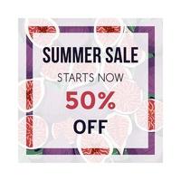 Summer sale banner with figs fruit. vector