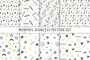 Memphis seamless patterns set. vector