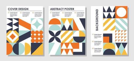 Set of abstract creative backgrounds in bauhaus style with copy space for text. vector