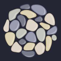 Sea pebbles are located in a circle. vector