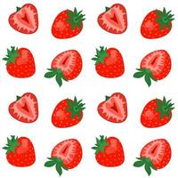 Seamless pattern with cute strawberries on white background. vector