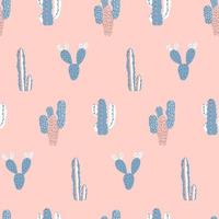 Modern childish cacti seamless pattern. Cactus vector print in pastel colors. Good for fabric.