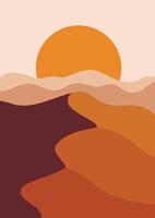 Desert landscape in a vertical format, warm beige colors. vector