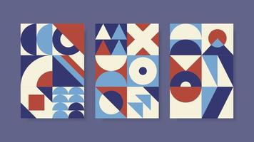 Set of abstract geometric minimal posters in bauhaus style. vector