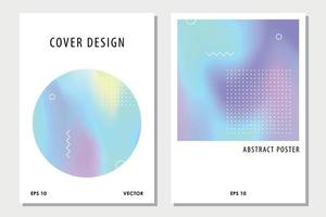 Abstract cover set with holographic elements. Retro style poster. vector