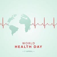 World health day concept banner with planet earth shape and  heart cardiogram vector