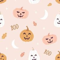 Halloween seamless pattern with pumpkins in pastel colors. vector