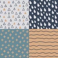 Hand drawn seamless pattern set. vector