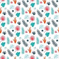 Colorful summer print with tropical leaves. Vector seamless pattern for fabric, wrapping, textile, wallpaper, etc.