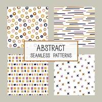 Abstract collage seamless patterns set. Vector background. Colorful hand drawn template. Good for fabric design.