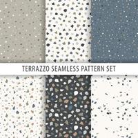 Collection of terrazzo backgrounds. Seamless pattern. Set of marble surfaces. vector