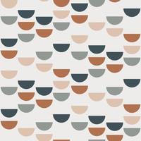 Abstract geometric background with semi circles and circles. Seamless pattern in scandinavian style. Vector wallpaper.