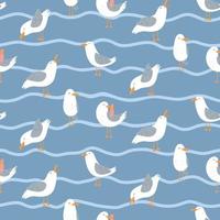 Seagull seamless pattern. vector