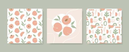 Simple peach seamless pattern. Hand drawn design templates. vector