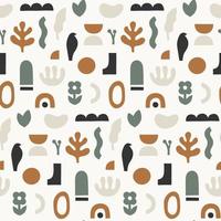 Abstract seamless pattern. Hand drawn shapes and doodle objects. Trendy vector illustration in collage style.