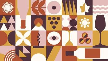Abstract wine banner in geometric style.