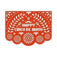 Vector Papel Picado greeting card with floral pattern and text.