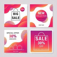 Social media sale banners set. Bright fluid design. vector