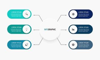 Vector Infographic label design template with icons and 6 options or steps. Can be used for process diagram, presentations, workflow layout, banner, flow chart, info graph.