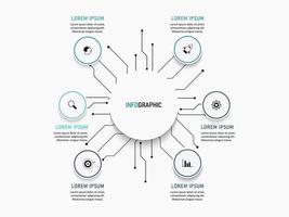 Vector Infographic label design template with icons and 6 options or steps. Can be used for process diagram, presentations, workflow layout, banner, flow chart, info graph.