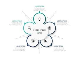 plantilla de diseño de etiquetas infográficas vectoriales con iconos y 5 opciones o pasos. se puede utilizar para diagramas de proceso, presentaciones, diseño de flujo de trabajo, banner, diagrama de flujo, gráfico de información. vector