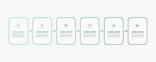 Vector Infographic label design template with icons and 6 options or steps. Can be used for process diagram, presentations, workflow layout, banner, flow chart, info graph.
