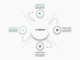 plantilla de diseño de etiquetas infográficas vectoriales con iconos y 4 opciones o pasos. se puede utilizar para diagramas de proceso, presentaciones, diseño de flujo de trabajo, banner, diagrama de flujo, gráfico de información. vector