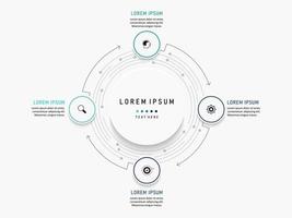 plantilla de diseño de etiquetas infográficas vectoriales con iconos y 4 opciones o pasos. se puede utilizar para diagramas de proceso, presentaciones, diseño de flujo de trabajo, banner, diagrama de flujo, gráfico de información. vector