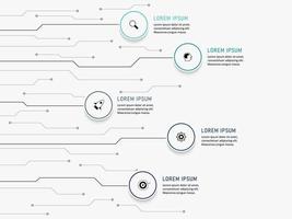 plantilla de diseño de etiquetas infográficas vectoriales con iconos y 5 opciones o pasos. se puede utilizar para diagramas de proceso, presentaciones, diseño de flujo de trabajo, banner, diagrama de flujo, gráfico de información. vector