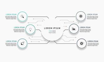 plantilla de diseño de etiquetas infográficas vectoriales con iconos y 6 opciones o pasos. se puede utilizar para diagramas de proceso, presentaciones, diseño de flujo de trabajo, banner, diagrama de flujo, gráfico de información. vector