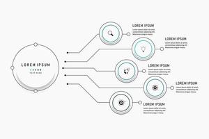 plantilla de diseño de etiquetas infográficas vectoriales con iconos y 5 opciones o pasos. se puede utilizar para diagramas de proceso, presentaciones, diseño de flujo de trabajo, banner, diagrama de flujo, gráfico de información. vector